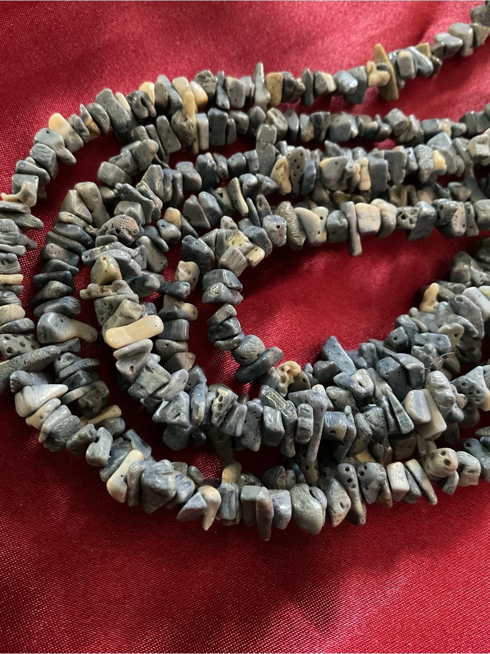 3 Vintage 36 Inch Continuous Strand Blue Sponge Coral Chip Necklaces Clasp Free